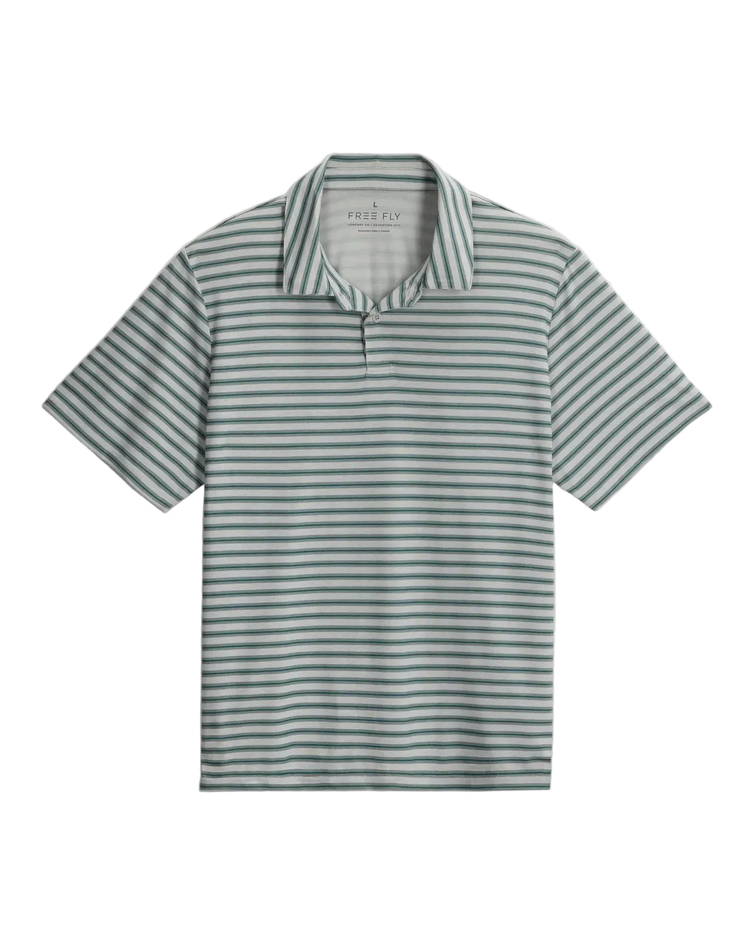 MEN'S FREE FLY ELEVATE POLO |SMOOTH SAILING STRIPE | HEATHER ASPEN GREY