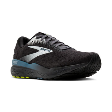 Black running shoe with visible 'Brooks' logo on a white background