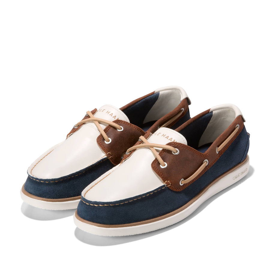 MEN'S COLE HAAN GRANDPRO WINDWARD BOAT SHOES | DARK SEQUOIA / NAVY BLAZER / IVORY