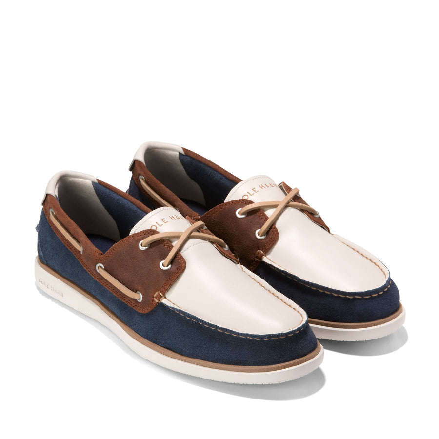 MEN'S COLE HAAN GRANDPRO WINDWARD BOAT SHOES | DARK SEQUOIA / NAVY BLAZER / IVORY