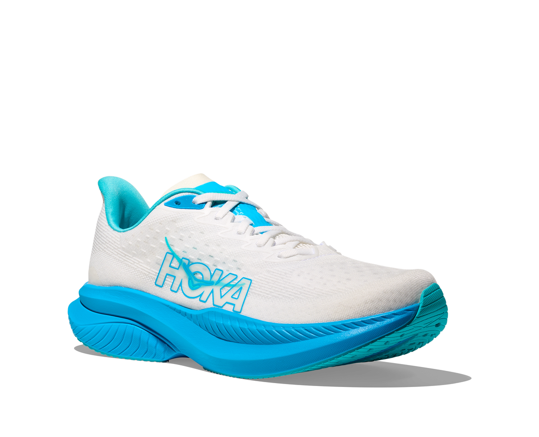 MEN'S HOKA MACH 6 | WHITE / SKYWARD BLUE