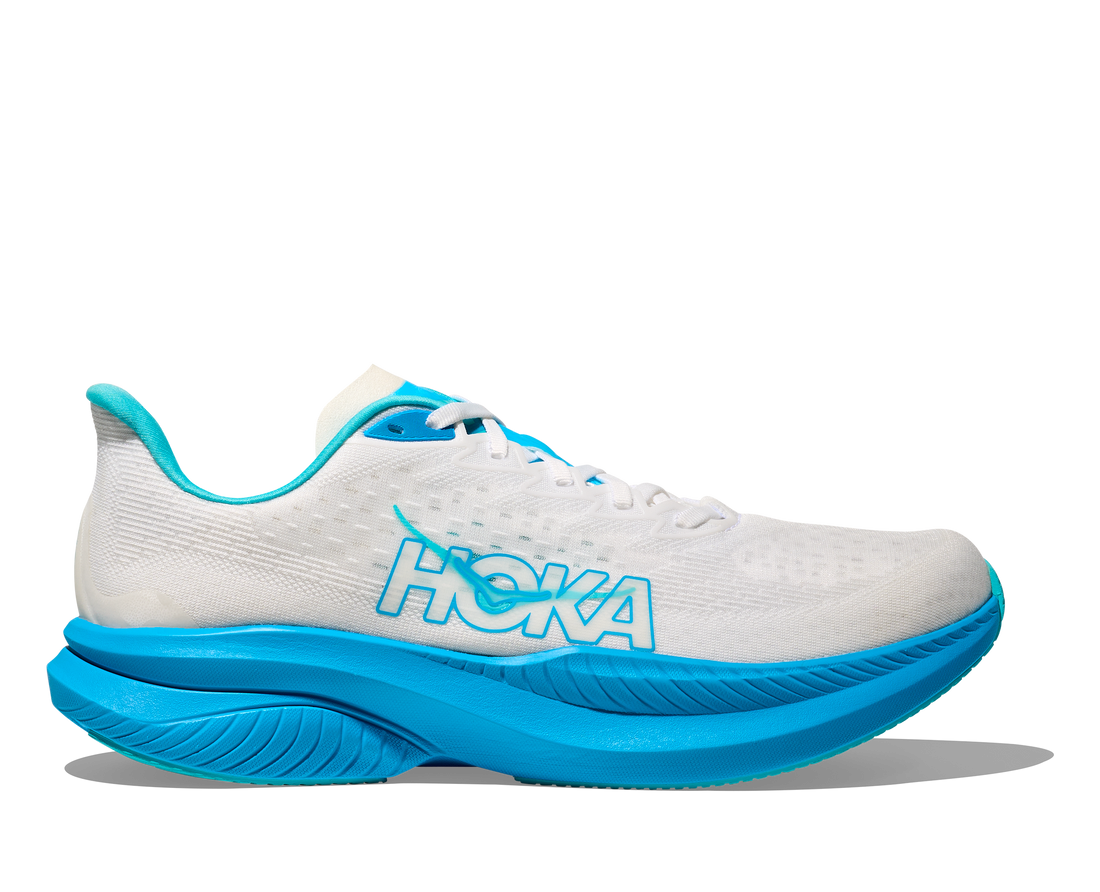 MEN'S HOKA MACH 6 | WHITE / SKYWARD BLUE