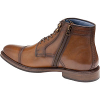 MEN'S JOHNSTON & MURPHY XC FLEX RALEIGH CAP TOE ZIP BOOT | DARK TAN FULL GRAIN