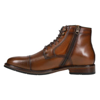 MEN'S JOHNSTON & MURPHY XC FLEX RALEIGH CAP TOE ZIP BOOT | DARK TAN FULL GRAIN