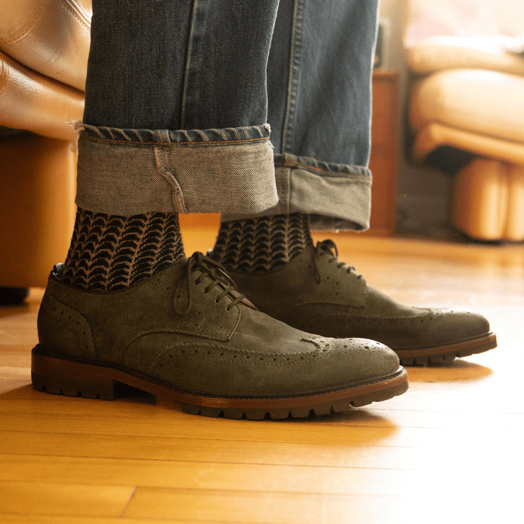 MEN'S MILWAUKEE BOOT CO. ASTOR LUG SOLE WINGTIP | DARK BROWN