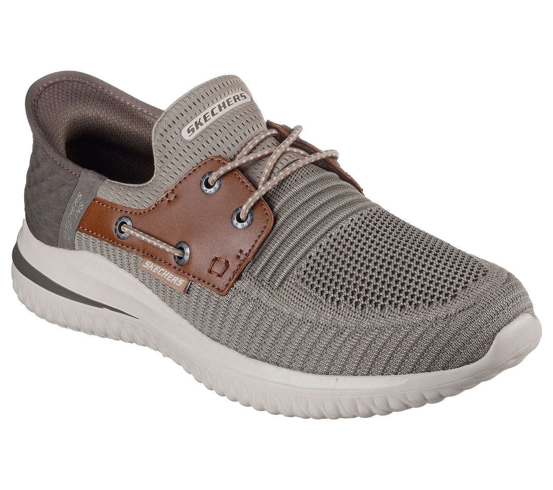 MEN'S SKECHERS SLIP-INS RELAXED DELSON 3.0-ROTH | TAUPE / BROWN