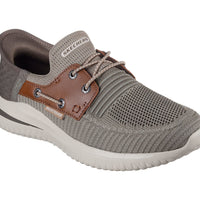 MEN'S SKECHERS SLIP-INS RELAXED DELSON 3.0-ROTH | TAUPE / BROWN