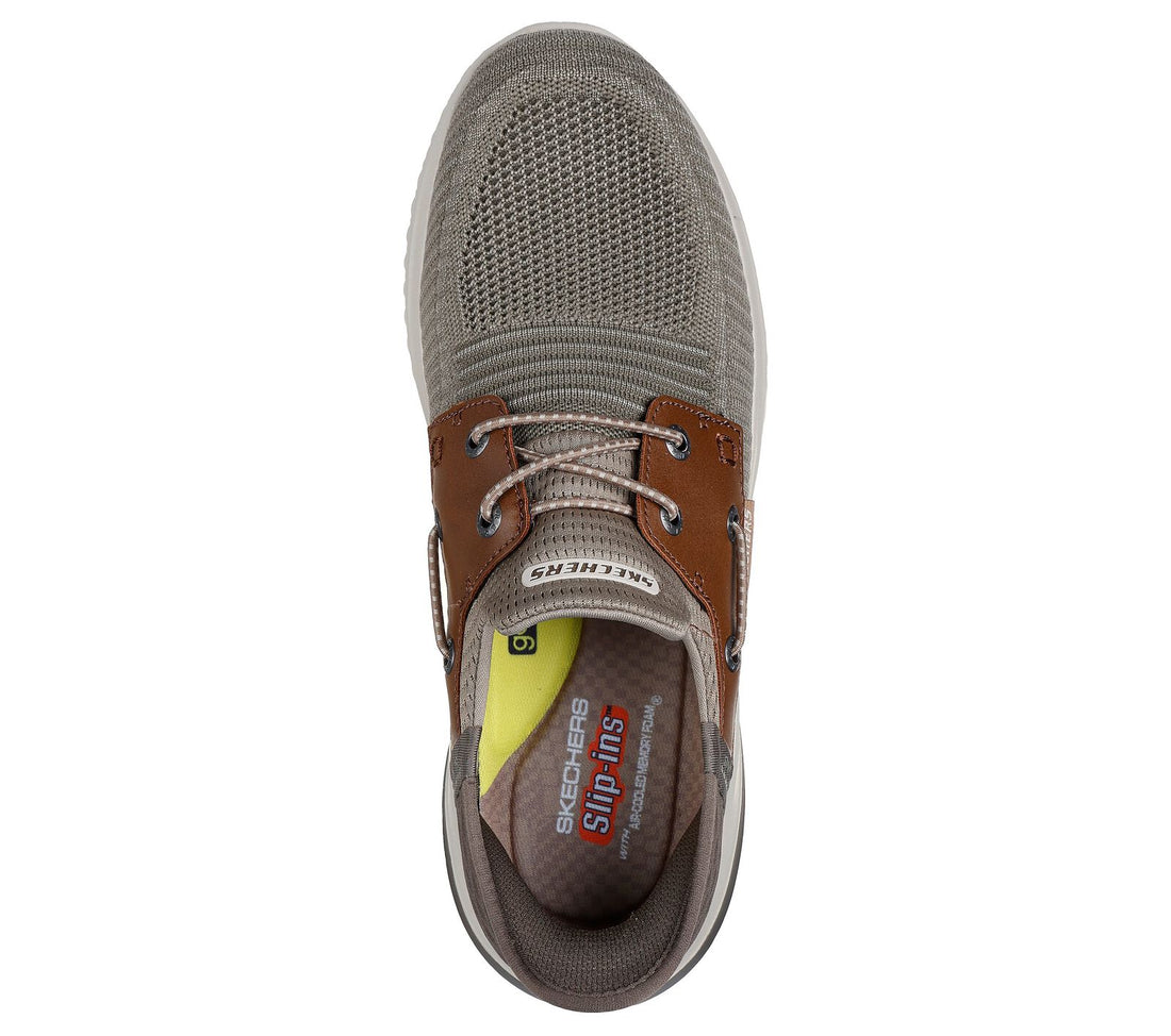 MEN'S SKECHERS SLIP-INS RELAXED DELSON 3.0-ROTH | TAUPE / BROWN