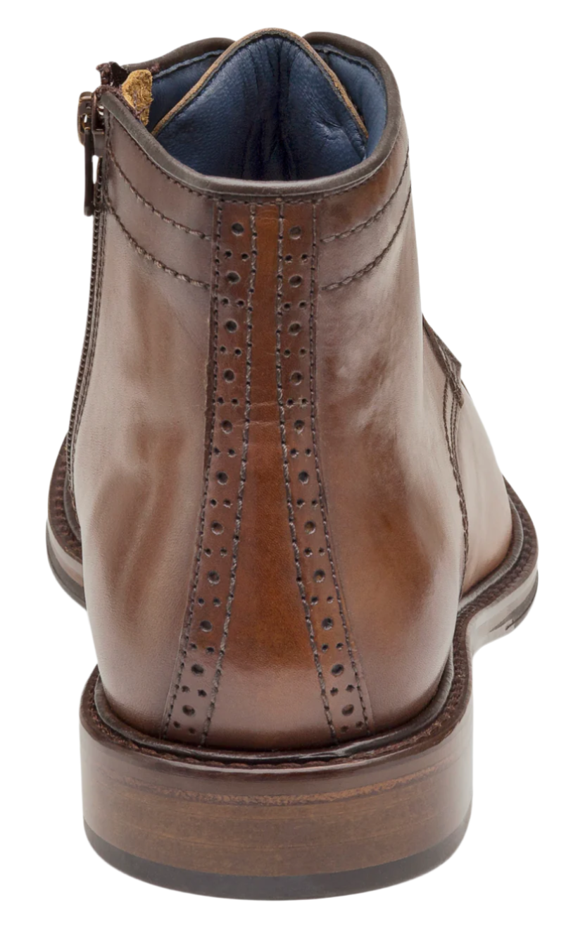 MEN'S JOHNSTON & MURPHY XC FLEX RALEIGH CAP TOE ZIP BOOT | DARK TAN FULL GRAIN
