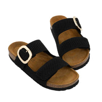 WOMENS NAOT MIAMI SANDAL | BLACK KNIT FABRIC