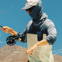 MEN'S FREE FLY BAMBOO HYBRID HOODIE | TRUE NAVY | BLUE FOG