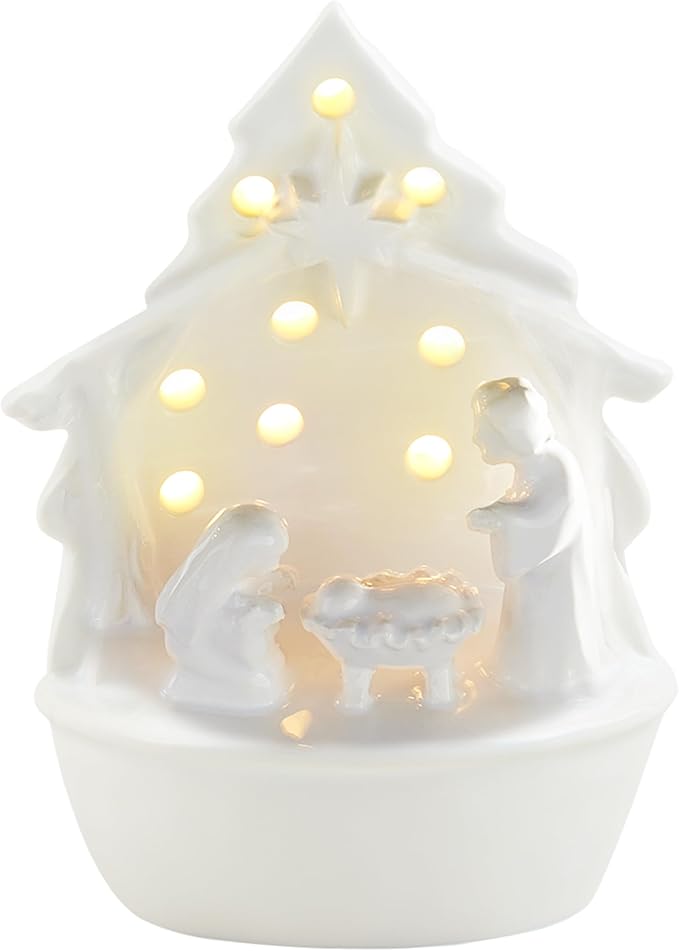 MUDPIE LIGHT UP NATIVITY SITTER | WHITE