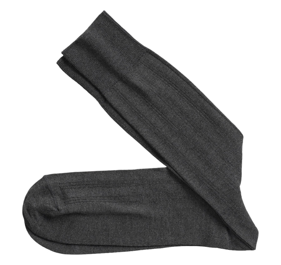 MEN'S JOHNSTON & MURPHY PIMA COTTON RIBBED SOCKS | CHARCOAL