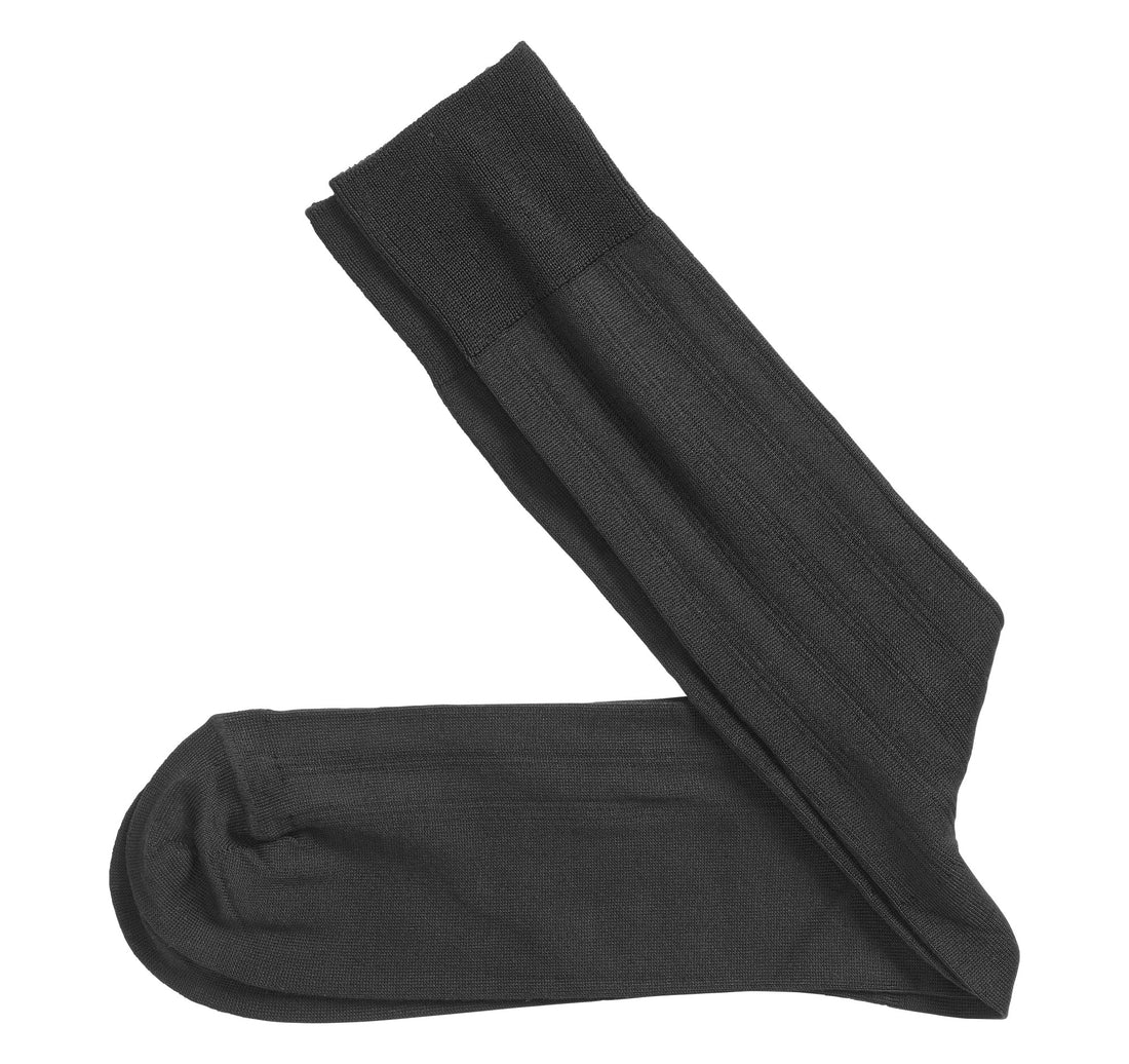 MEN'S JOHNSTON & MURPHY PIMA COTTON RIBBED SOCKS | BLACK