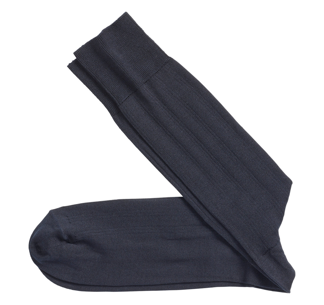 MEN'S JOHNSTON & MURPHY PIMA COTTON RIBBED SOCKS | NAVY