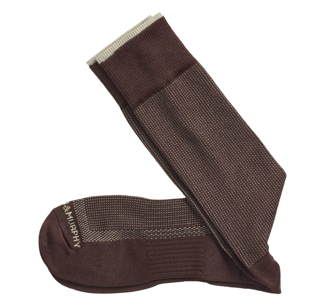 MEN'S JOHNSTON & MURPHY CLASSIC PIN DOT SOCKS | BROWN