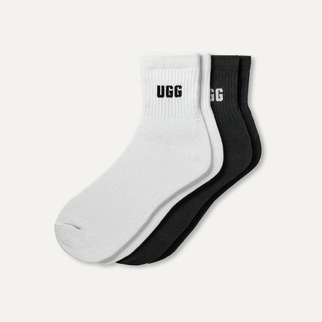 WOMEN'S UGG QUINLIN LOGO QUARTER SOCKS 2 PACK | BLACK | WHITE