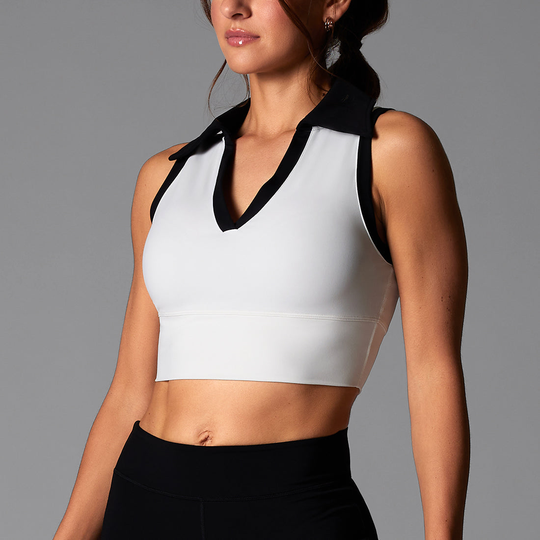 WOMEN'S TAVI CONTRAST POLO TANK | COCONUT EBONY