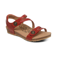 WOMEN'S AETREX JILLIAN BRAIDED QUARTER STRAP SANDAL | RED