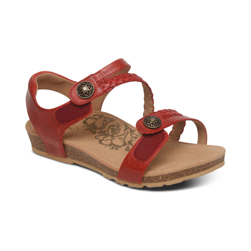 WOMEN'S AETREX JILLIAN BRAIDED QUARTER STRAP SANDAL | RED