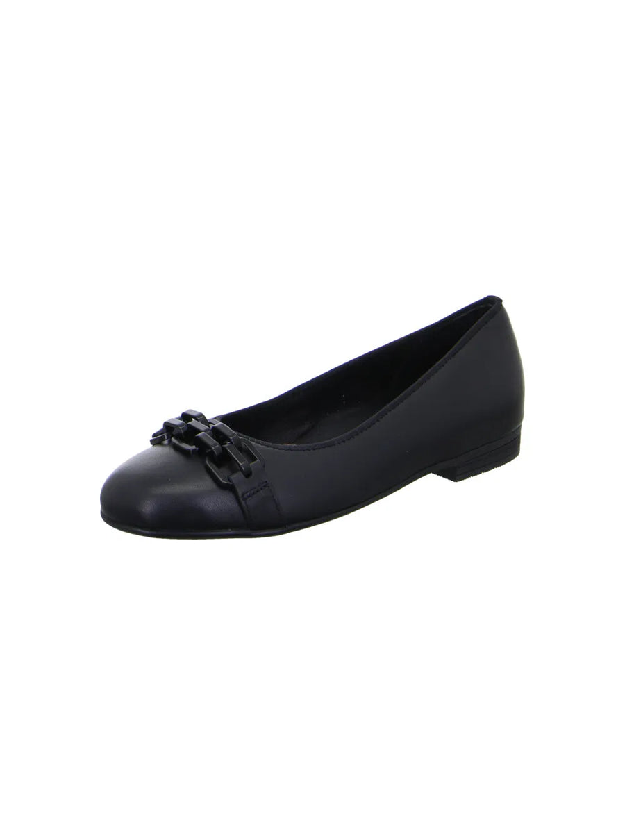 WOMEN'S ARA SCOUT BALLET FLAT CHAIN | BLACK LEATHER