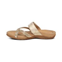 WOMEN'S AETREX IZZY ADJUSTABLE SLIDE SANDAL | GOLD