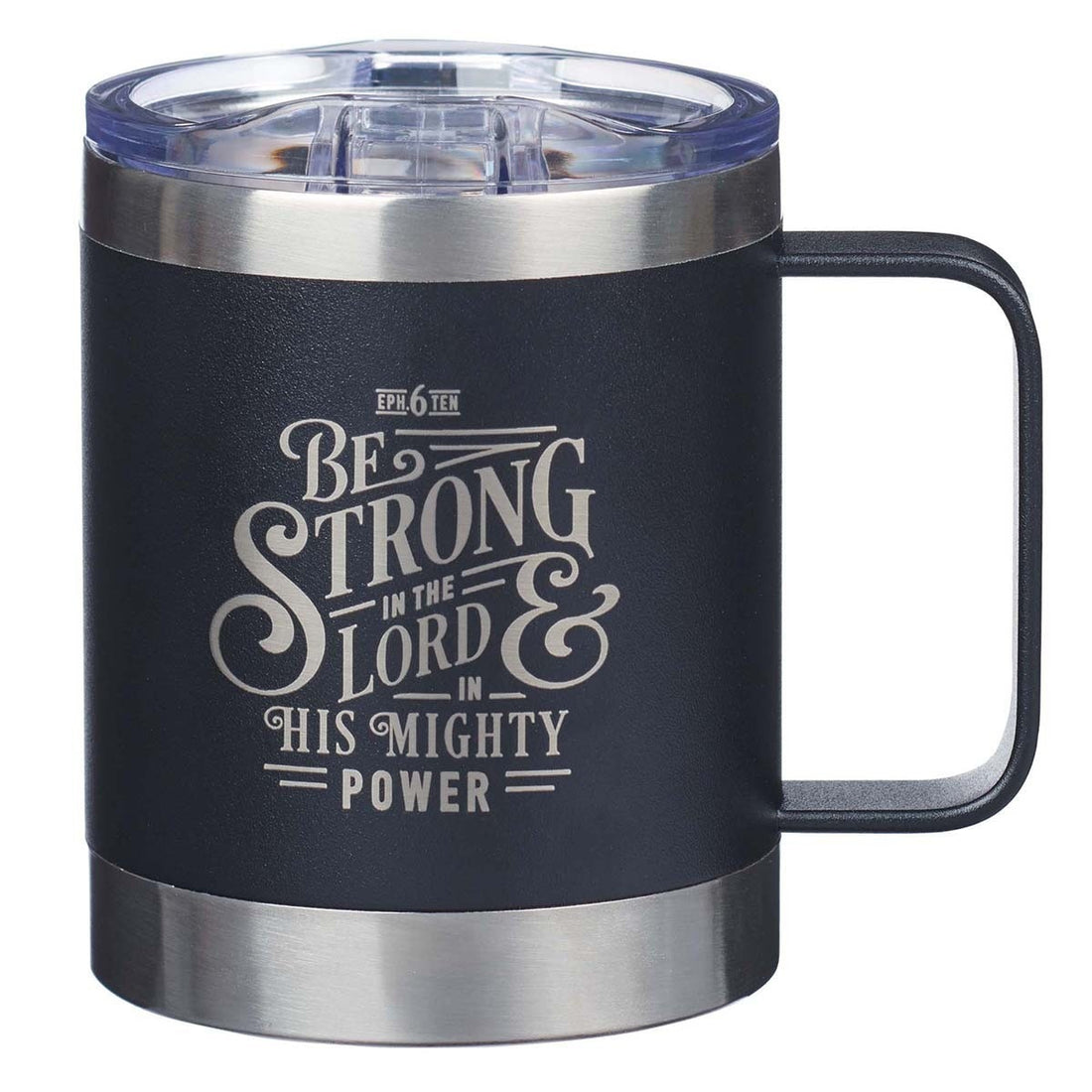 CHRISTIAN ART GIFTS CAMP-STYLE STAINLESS STEEL MUG | BLACK