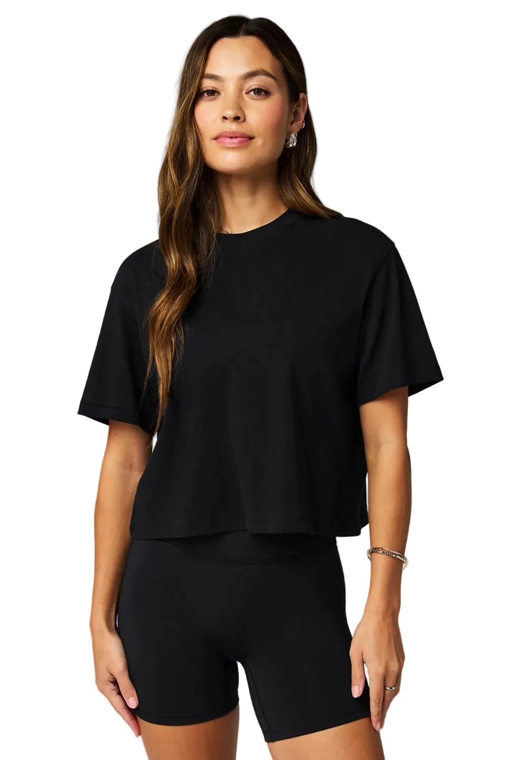 WOMEN'S FABLETICS 100% COTTON BOXY TEE | BLACK