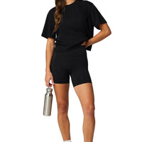 WOMEN'S FABLETICS 100% COTTON BOXY TEE | BLACK