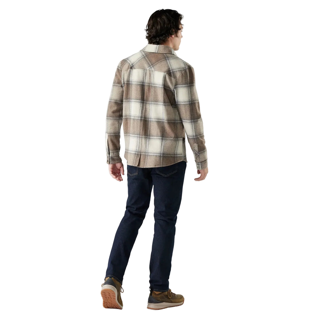 MEN'S SMARTWOOL ANCHOR LINE CROPPED SHIRT JACKET | ALMOND PLAID