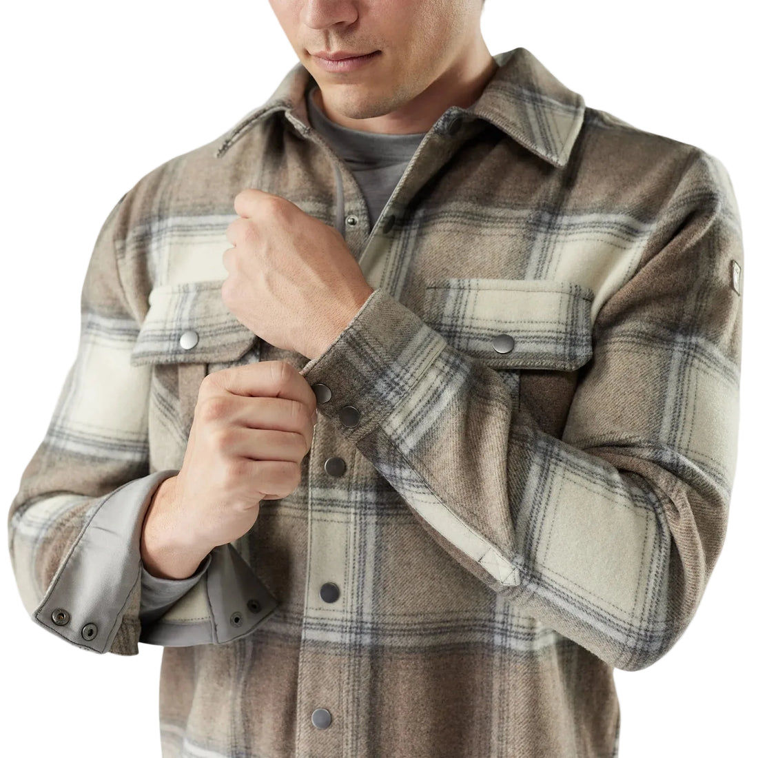 MEN'S SMARTWOOL ANCHOR LINE CROPPED SHIRT JACKET | ALMOND PLAID