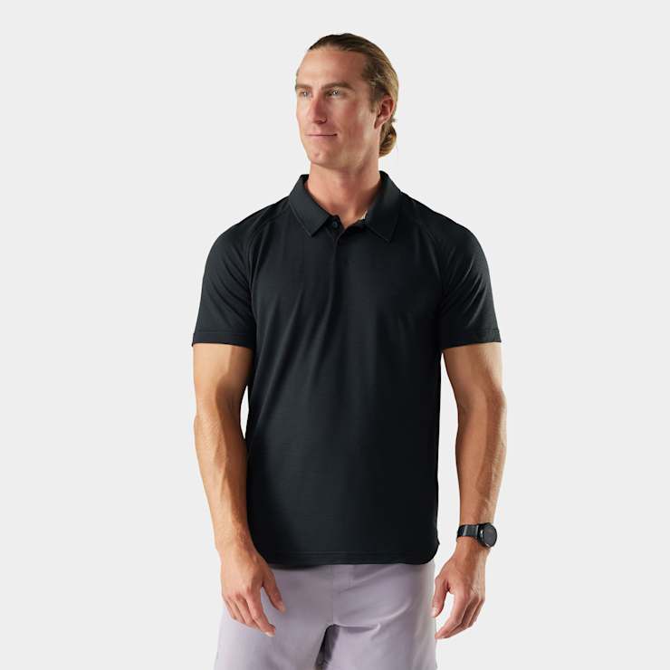 MEN'S SMARTWOOL ACTIVE MESH POLO | BLACK