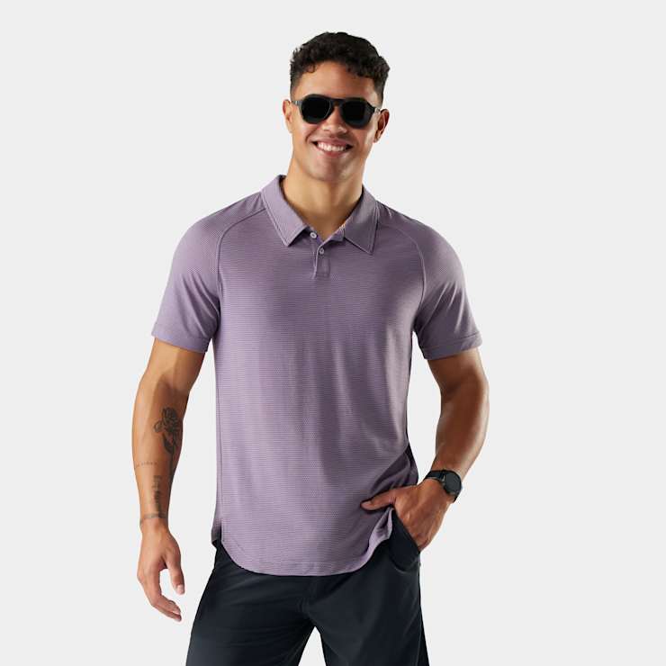 MEN'S SMARTWOOL ACTIVE MESH POLO | PURPLE STORM HEATHER