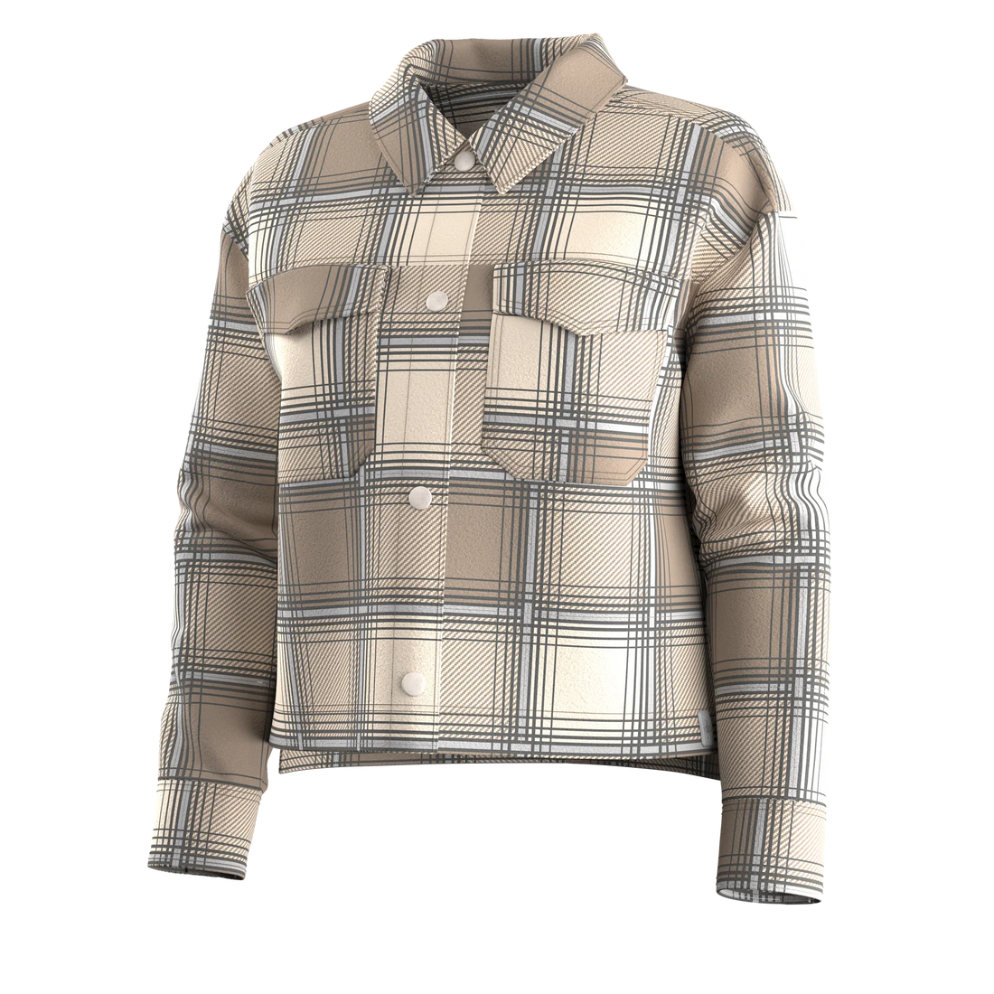 WOMEN'S SMARTWOOL ANCHOR LINE CROPPED SHIRT JACKET | ALMOND PLAID