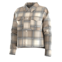 WOMEN'S SMARTWOOL ANCHOR LINE CROPPED SHIRT JACKET | ALMOND PLAID