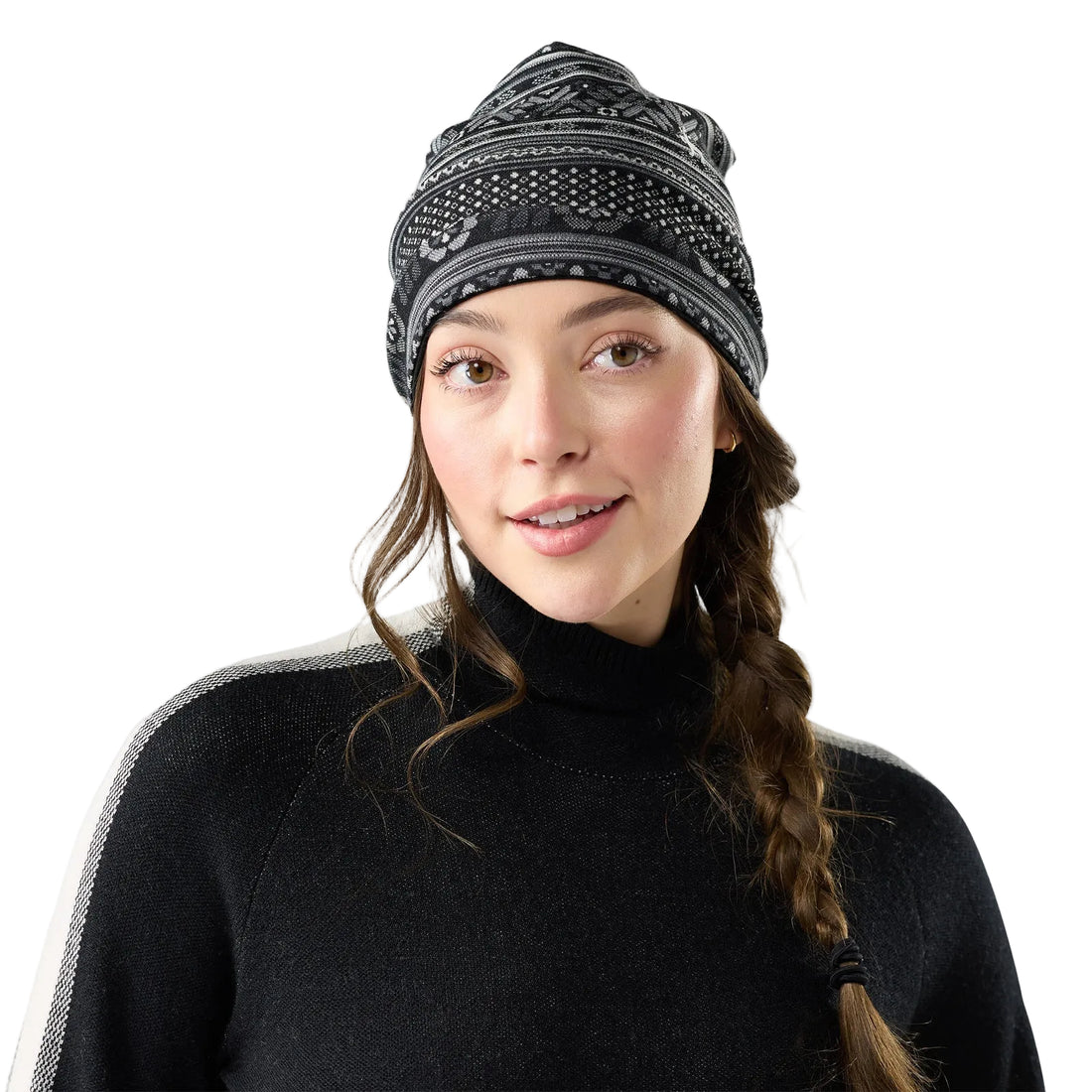 UNISEX SMARTWOOL THERMAL MERINO REVERSIBLE CUFFED BEANIE | BLACK FAIR ISLE FUN