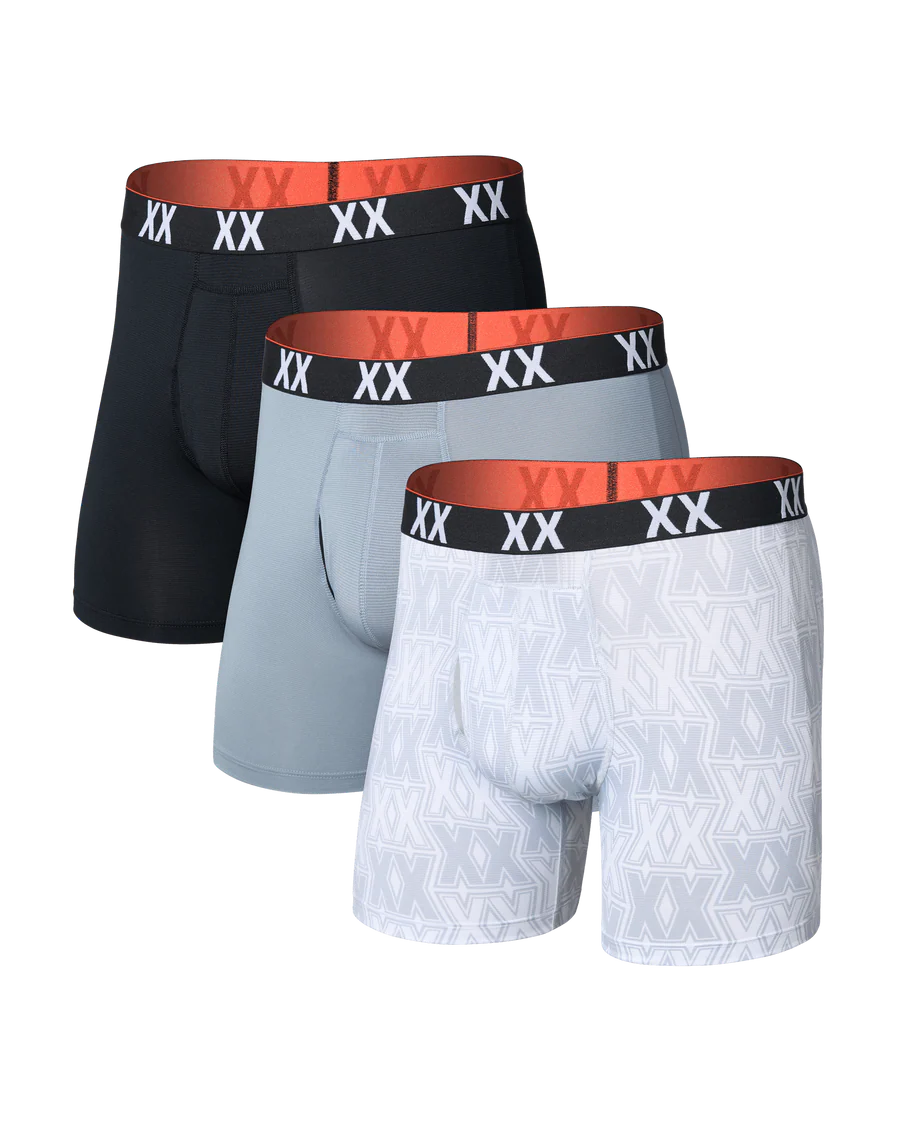 MEN'S SAXX MULTI-SPORT MESH BOXER BREIF FLY 3PK | XXCELLENCE / TRADEWINDS / BLACK