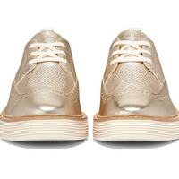 WOMEN'S COLE HAAN ORIGINAL GRAND PLATFORM WINGTIP OXFORD | GOLD TALCA / IVORY