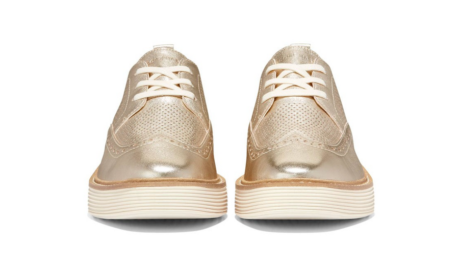 WOMEN'S COLE HAAN ØRIGINAL GRAND PLATFORM WINGTIP OXFORD | GOLD TALCA / IVORY