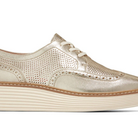 WOMEN'S COLE HAAN ORIGINAL GRAND PLATFORM WINGTIP OXFORD | GOLD TALCA / IVORY