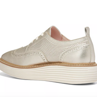 WOMEN'S COLE HAAN ØRIGINAL GRAND PLATFORM WINGTIP OXFORD | GOLD TALCA / IVORY