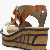 WOMEN'S RIEKER ROSE 76 WEDGE | WHITE / SHERRY