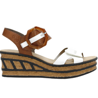 WOMEN'S RIEKER ROSE 76 WEDGE | WHITE / SHERRY