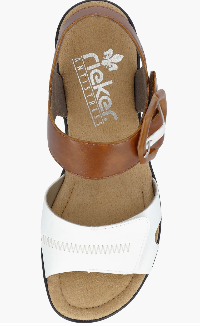 WOMEN'S RIEKER ROSE 76 WEDGE | WHITE / SHERRY