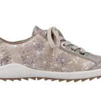 WOMEN'S REMONTE LIV 02 ZIP SNEAKER | PERLE / BEIGE-METALLIC