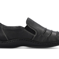 WOMEN'S RIEKER CELIA 89 LEATHER SLIP-ON | BLACK