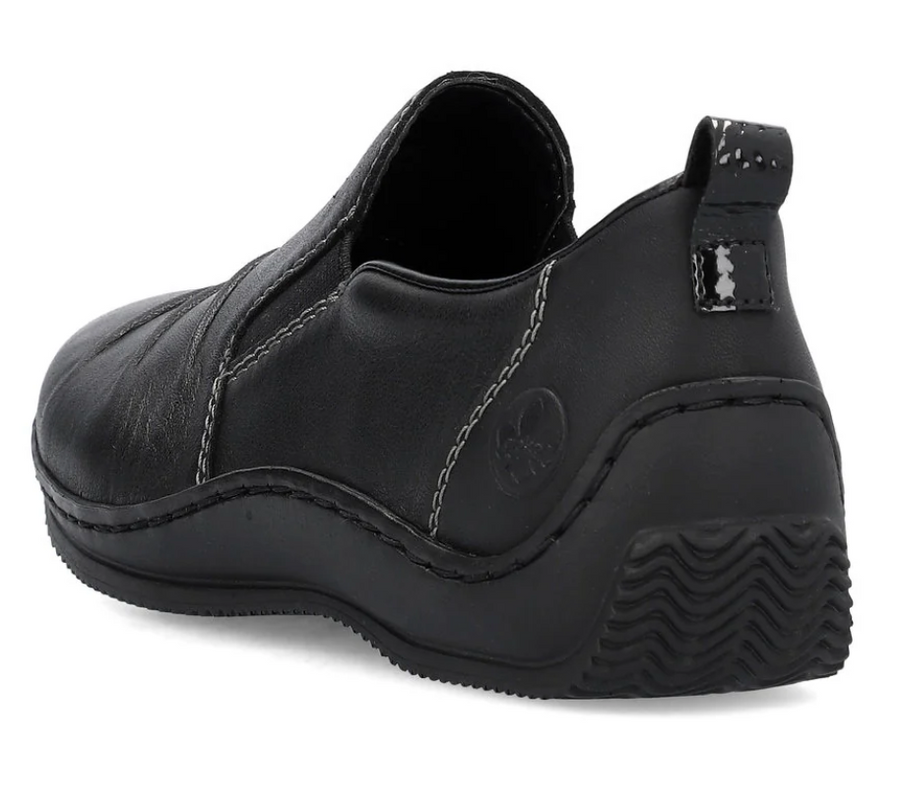 WOMEN'S RIEKER CELIA 89 LEATHER SLIP-ON | BLACK