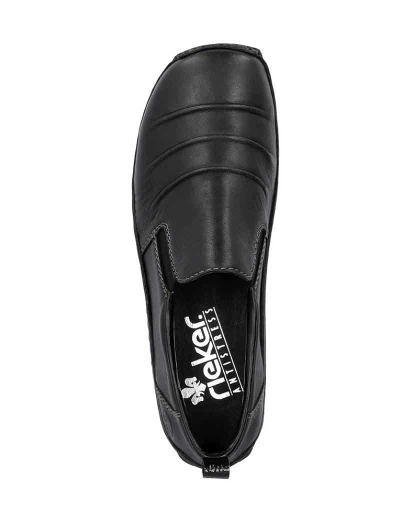 WOMEN'S RIEKER CELIA 89 LEATHER SLIP-ON | BLACK