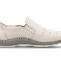 WOMEN'S RIEKER CELIA 89 LEATHER SLIP-ON | BEIGE