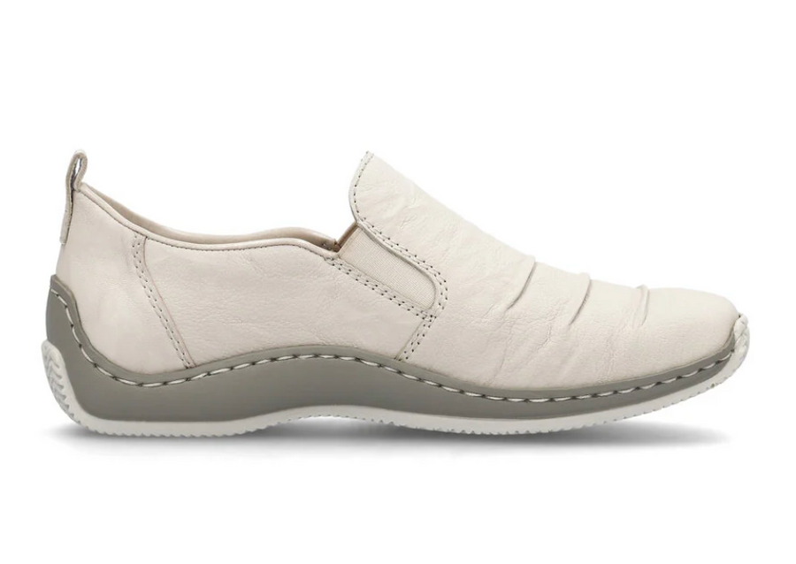 WOMEN'S RIEKER CELIA 89 LEATHER SLIP-ON | BEIGE